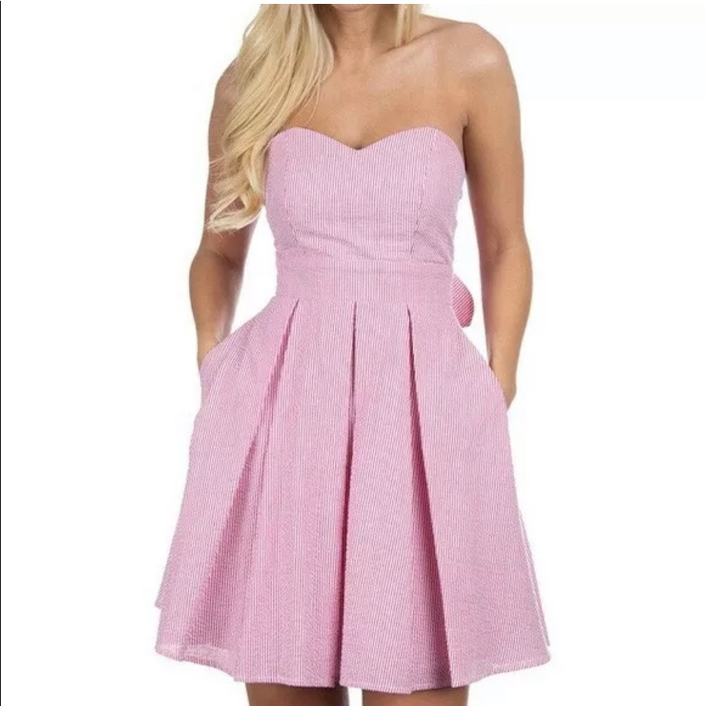 Lauren James red Corbin strapless dress